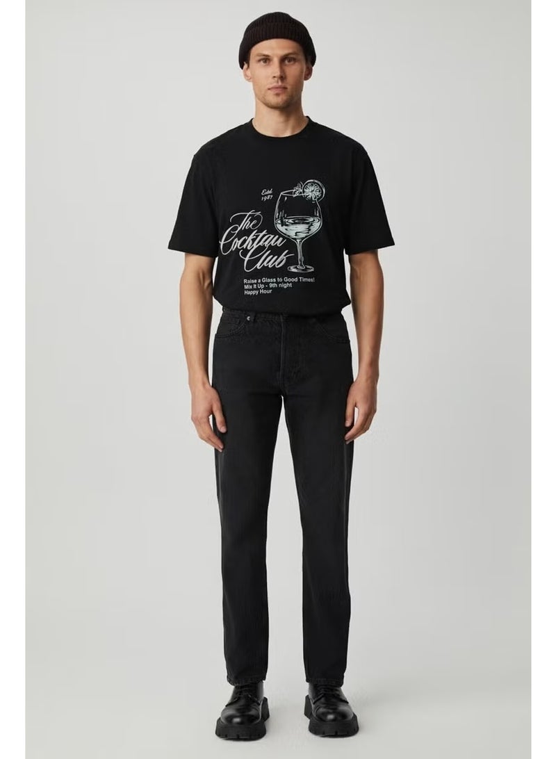 GRIMELANGE Men's Regular Fit Relaxed Cut Thick Textured Wash Effect Magic Denim Anthracite Jeans - Image 1